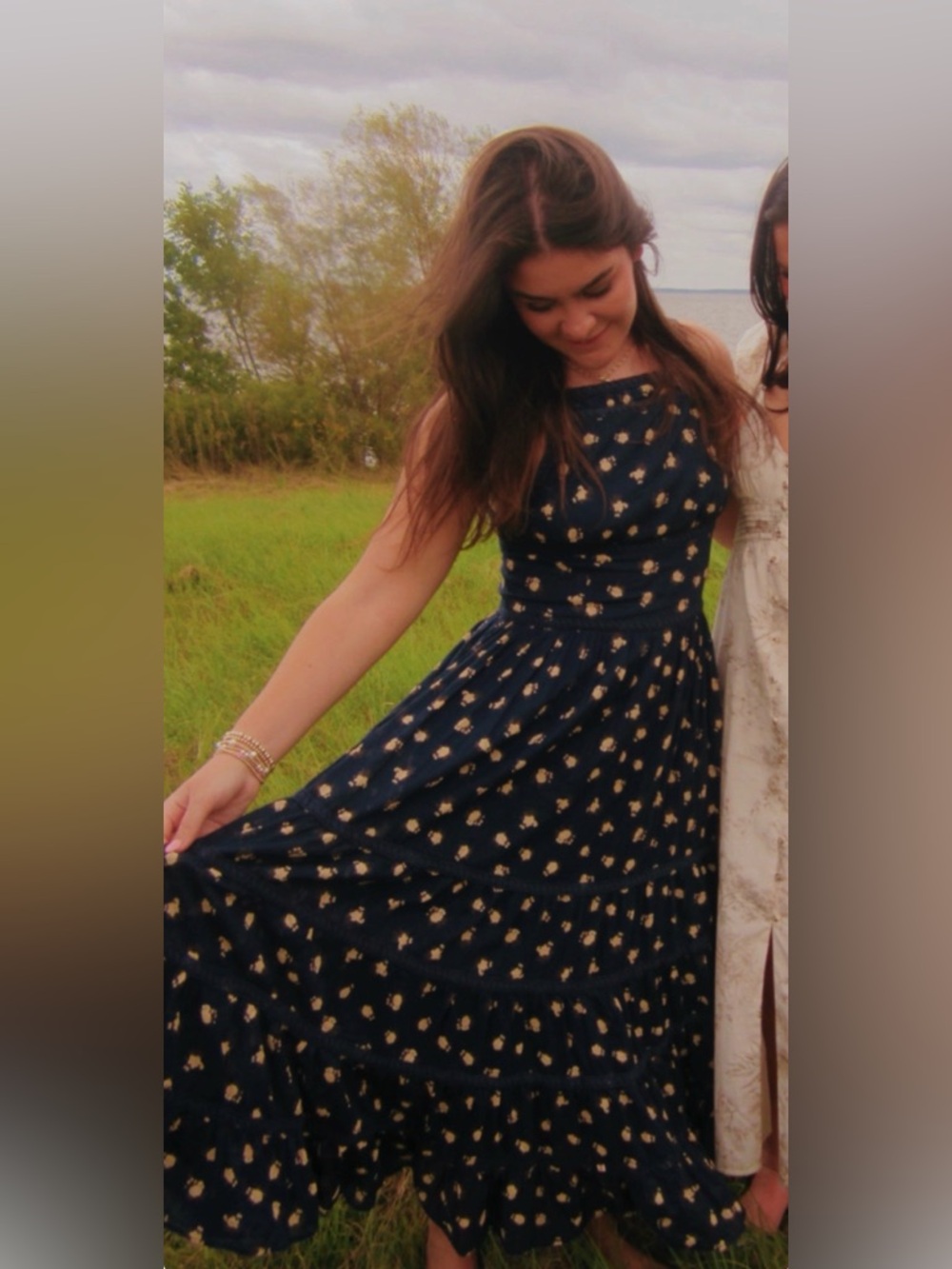 Free People Daydreamer Navy Floral Maxi Dress